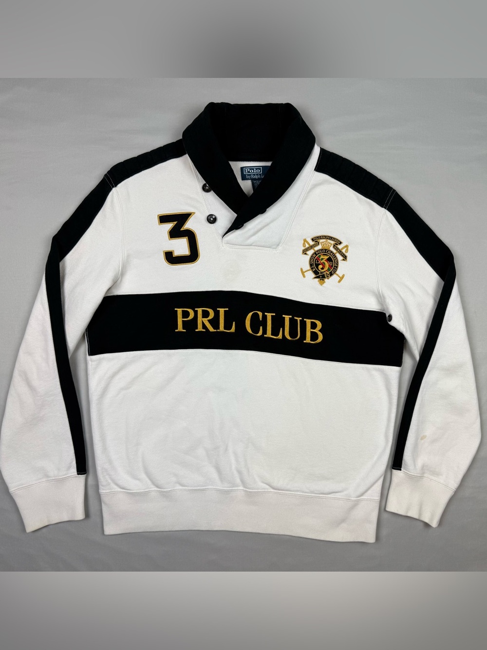 Vtg Polo Ralph Lauren Mens Shawl Sweatshirt Large PRL Club Snow Challenge Cup B4